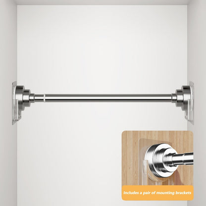 Tension Rod Stainless Steel No Drill - Adjustable Curtain Rod for Wardrobe Bathroom Bedroom, Clothes Drying Rod, Multiple Sizes & Colors