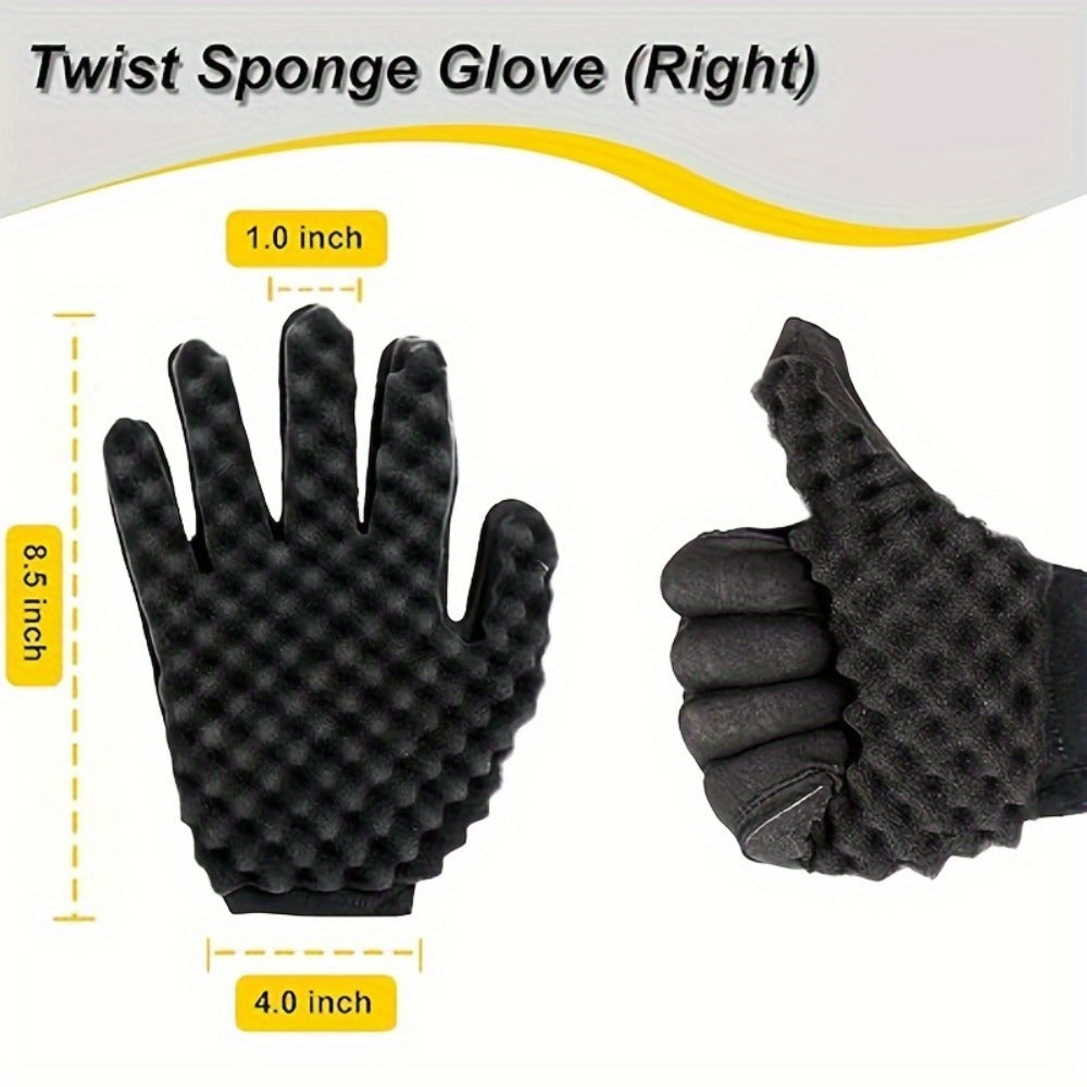 Hair Accessories Four-Piece Curling Sponge Kit with Styling Glove, Metal Pick and Twist Comb