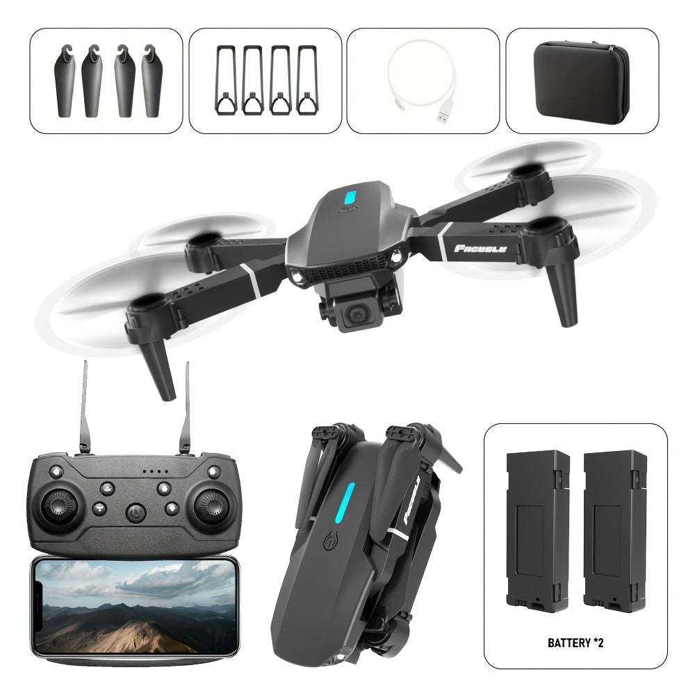 E88 Foldable Drone with Dual Camera – RC Quadcopter 360° Stunt Flip Surround Flight Optical Flow Height Hold 500mAh Battery Beginner to Intermediate Indoor Outdoor Flying Toy Gift for Teens Adults Boys