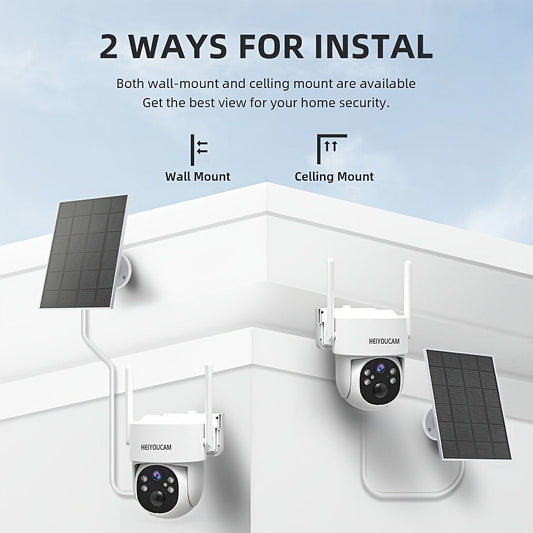 AI Auto Tracking Solar Security Camera Outdoor 360° Dome – AI Human Detection, Full Color Night Vision, Smart Siren & Spotlight, Two-Way Audio, 6000mAh Battery Wireless WiFi Camera