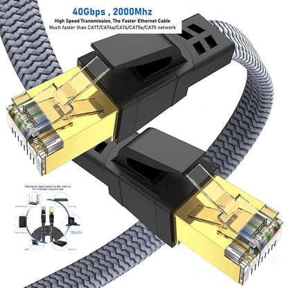 Cat8 Ethernet Cable Braided Heavy Duty – 40Gbps 2000MHz RJ45, High Speed Network LAN Cable for Gaming, Router, Modem & PC, 6FT / 25FT / 35FT