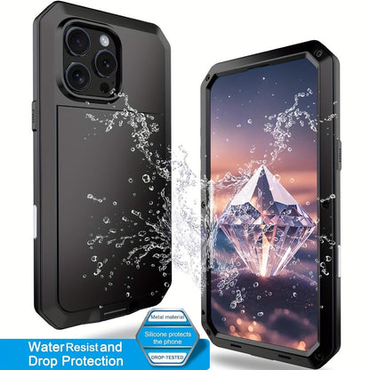 Metal Silicone Heavy Duty iPhone Case Full Body Protection – Anti-Drop Dustproof Shockproof Cover for iPhone 11 12 13 14 15 16 17 Air Plus Pro Pro Max | High-End Fashion Design