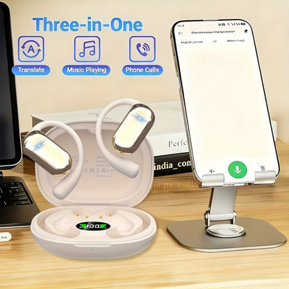 AI Translation Earbuds 144 Languages Real-Time Bluetooth 6.1 TWS Meeting Notes Noise Cancelling Crystal Mic Touch Control Type-C Charging All Smartphones Business Travel