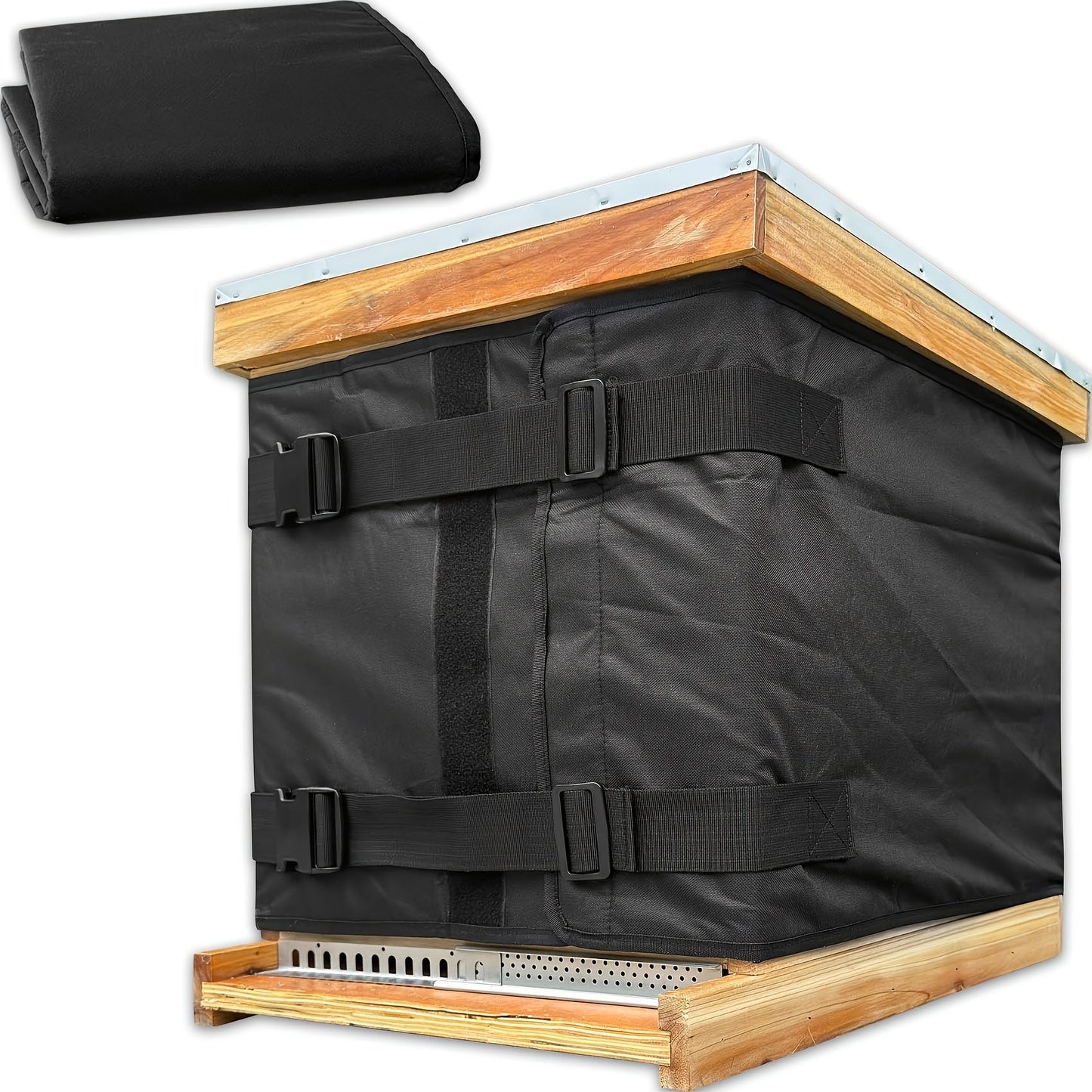 Black Beehive Winter Insulation Wrap with Adjustable Buckle Straps in 192 x 40 or 60 cm Sizes