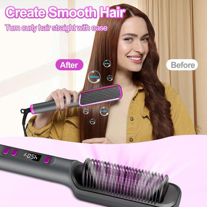 Heated Straightening Brush with Display in White, Grey, Champagne or Purple and Accessory Set