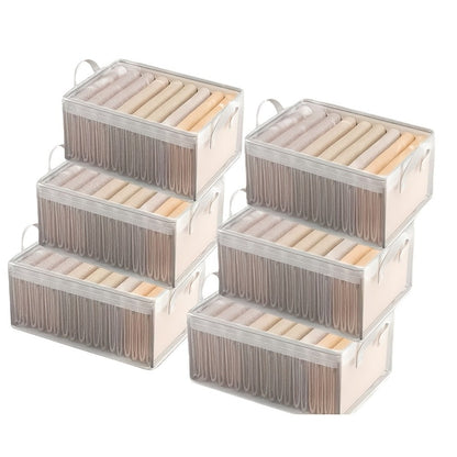 Six-Piece Foldable Clear Storage Box Set with Steel Frame, Handles and 47 x 30 x 20 cm Size