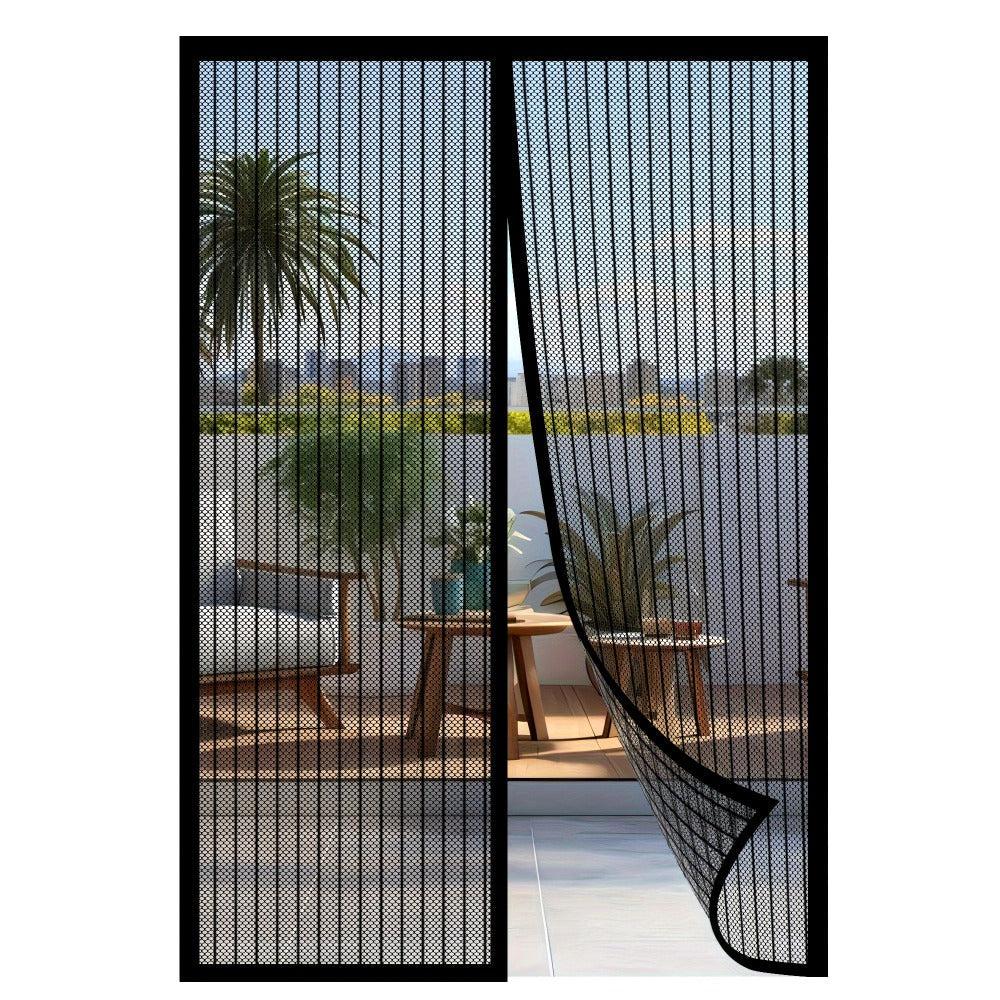 Magnetic Mesh Screen Door with Self-Sealing Center Closure and 90 x 210 cm Pictured Size, One-Piece Set