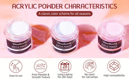 Acrylic Nail Kit with 36W UV LED Lamp, Electric Drill, Three Powders, Glitter Colors, Tips and Manicure Tools