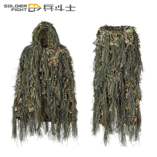 Leaf Camouflage Ghillie Cloak – Lightweight Camo Suit for Hunting, Bird Watching, Wildlife Photography, Tactical Training & Halloween Costume | 2 Sizes