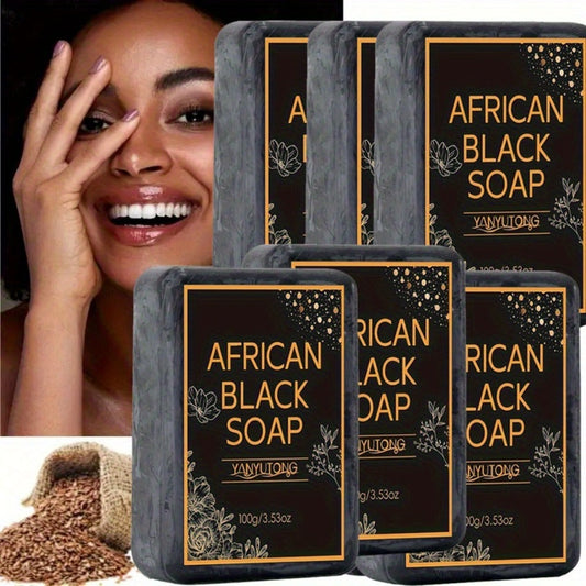 African Black Soap Bar 3-Pack 100g Each with Shea Butter & Coconut Oil — Deep Cleansing Moisturizing Face & Body Wash, Alcohol-Free Natural Soap for Acne, Dry, Oily & Sensitive Skin | All Skin Types