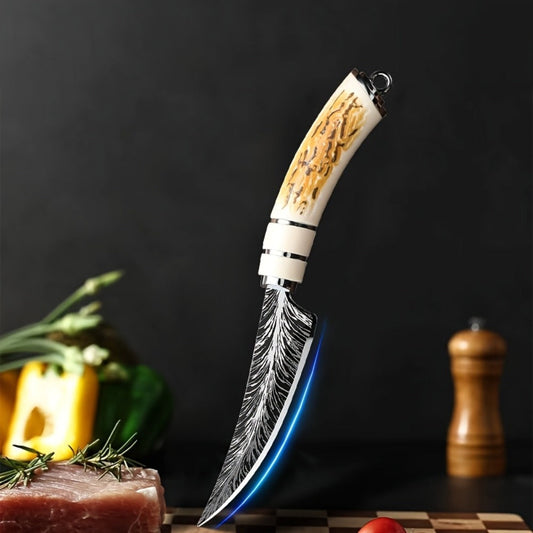 Butcher Knife Professional Bone-In Meat Cleaver Razor Sharp Blade with Patterned Design & Ergonomic Comfort Grip Handle – Heavy Duty Kitchen Chef Knife for Poultry & Meat Cutting