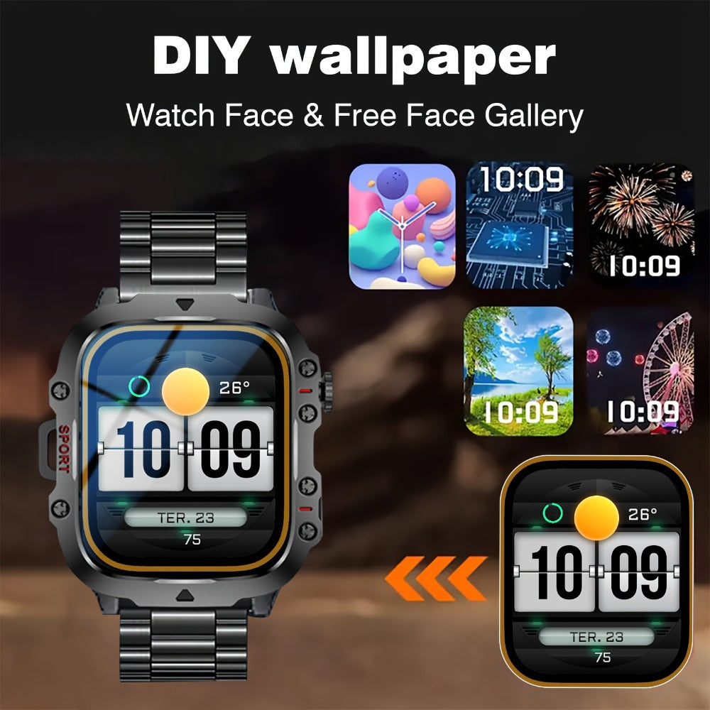 Smartwatch – Men's Outdoor 4.6" HD Touch Screen with Wireless Calling & LED Display, USB Charging, Multiple Sport Modes, Heart Rate…