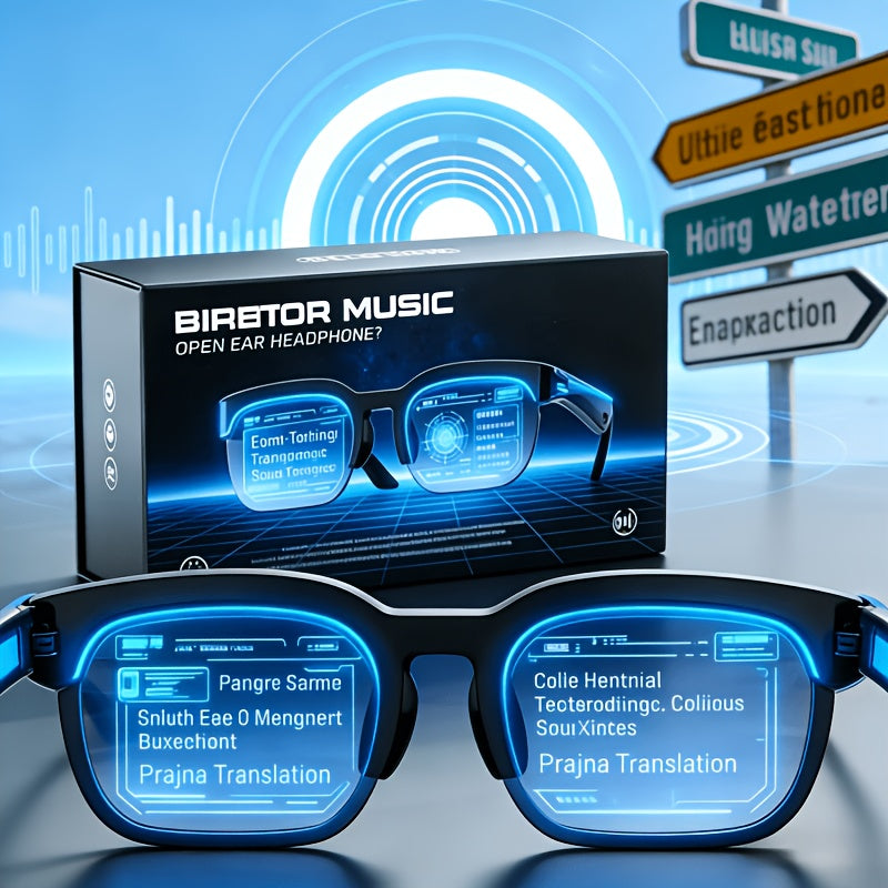 Smart Glasses Camera-Free Translation Eyewear with Open-Ear Bluetooth Audio, USB Charging and Model B Frame