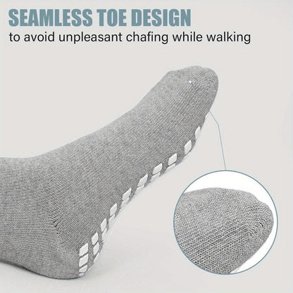 3-Pair Grippy-Sole Wide Sock Set for Adults in Black, White or Grey with 9-13 and 13-15 Size Options