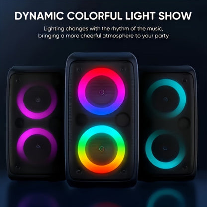 Outdoor LED Bluetooth Speaker with Microphone Large Stereo PA System Wireless Portable Speaker for Square Dancing Park Performances Stage Events Parties Singing Rechargeable Battery