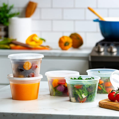 Food Storage Containers 24-Pack 16 oz Round Deli Boxes with Lids for Microwave, Freezer and Top-Rack Dishwasher Use