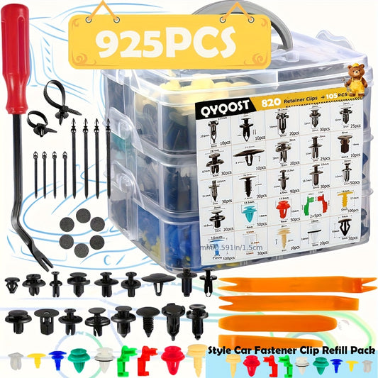Car Body Fasteners Kit – Snap Rivets, Wing Expansion Screws & Willow Nails, Universal Automotive Retainer Clips for Car Body Panels, Bumpers & Trim (115 / 925 / 928 / 1275 pcs)