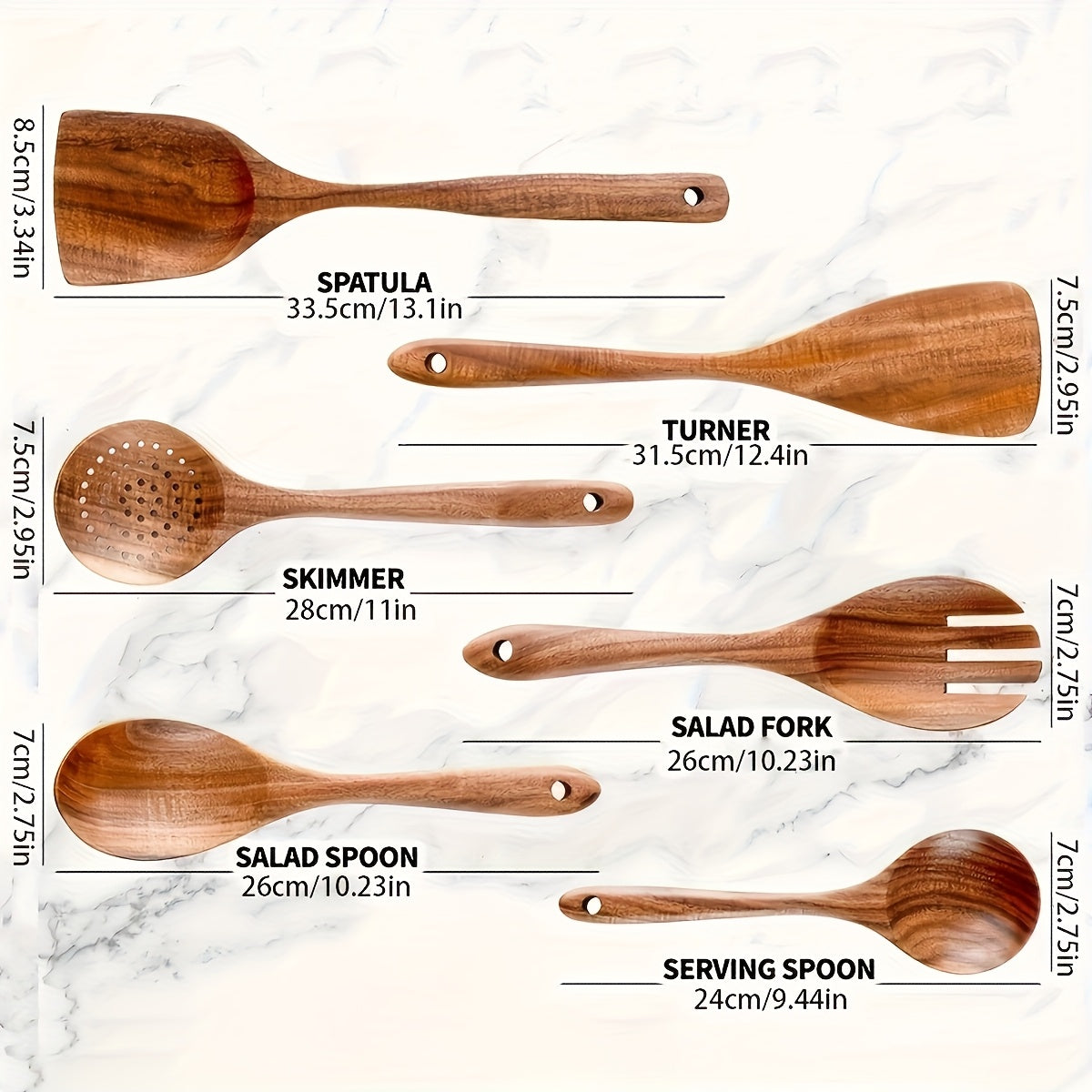 Wooden Kitchen Utensil Set with Five-, Six- or Ten-Piece Configurations and Optional Storage Box