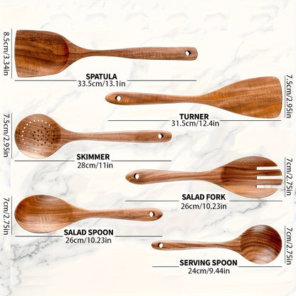 Wooden Kitchen Utensil Set with Five-, Six- or Ten-Piece Configurations and Optional Storage Box