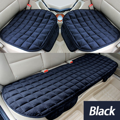 Car Seat Cushion Plush Plaid – Memory Foam, Non-Slip, Soft & Breathable, Universal Fit, Hand Washable, Front & Rear Options (Black / Khaki)
