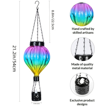 Solar Hot Air Balloon Lantern Garden Light, Flame Effect Decor