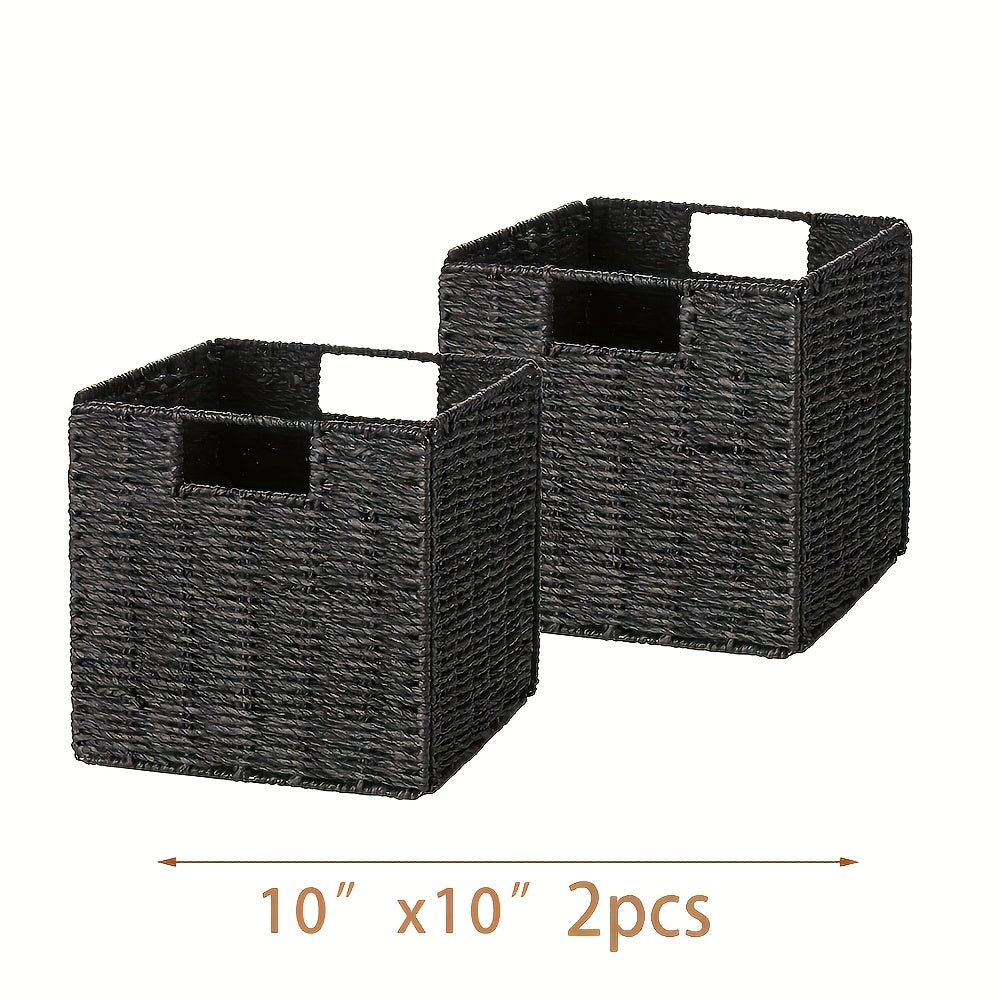 Water Hyacinth Storage Baskets with Seagrass and Paper Rope Options in 2- or 4-Pack Cube Sizes