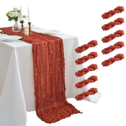 Cheesecloth Table Runner 10 Pack, 10ft Boho Wedding Table Runner for Reception, Rustic Bridal Shower, Party & Home Decor – Dusty Pink, Sage, Lavender