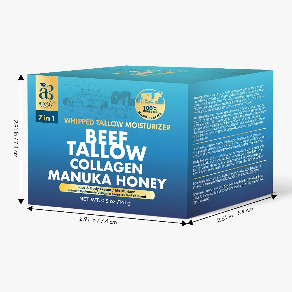 Whipped Beef Tallow-Labeled Face and Body Cream with Honey, Jojoba Oil, Collagen and Aloe Vera