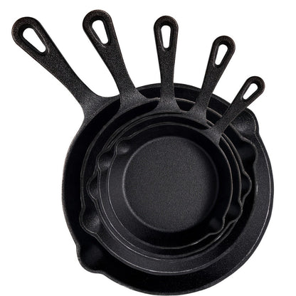 Nested Cast Iron Skillet Set with Long Handles, Pouring Lips and Choice of 3, 4 or 5 Graduated Pans