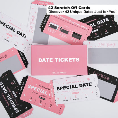 42-Piece Date Night Scratch-Off Card Set with Day, Night and Anytime Activity Tickets for Adult Couples
