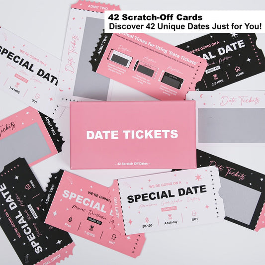 Date Night Scratch Off Cards for Couples 42pcs – Romantic Ideas Anytime Day & Night, 3 Color Tickets, Fun Couple Activity Game, Gift for Anniversary Birthday Valentine's Day Wedding