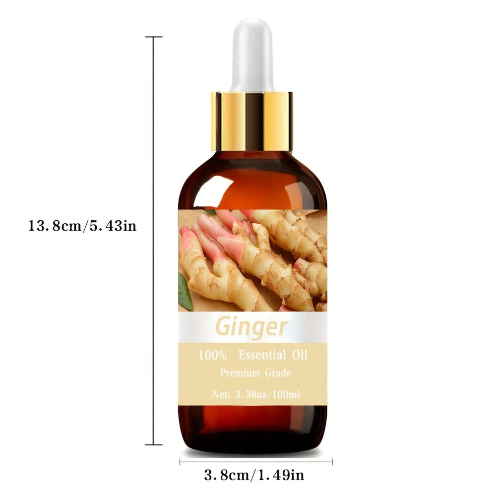 Essential Oil Ginger Blend with Hyaluronic Acid and Vitamin C in 100ml Bottle for Scalp, Face and Body