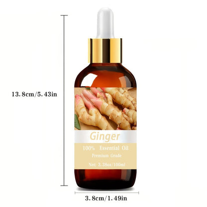 Essential Oil Ginger Blend with Hyaluronic Acid and Vitamin C in 100ml Bottle for Scalp, Face and Body