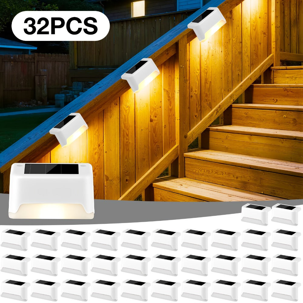 Solar Step Lights IP65 Waterproof – LED Deck Lights for Outdoor Stairs, Fence & Pathway, Auto On/Off Dusk to Dawn, 12-Hour Night Lighting for Garden, Patio, Driveway & Commercial Spaces