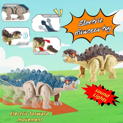Walking Ankylosaurus Dinosaur Toy with Glowing Lights & Roaring Sound, Interactive Robot Dinosaur for Kids Ages 3-12