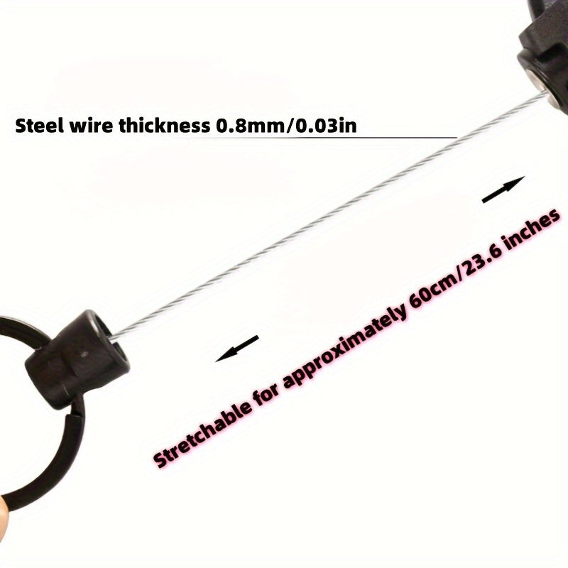 Two-Pack Retractable Keychains with 23-Inch Steel Wire, Lanyards and Four Color Options for Daily Carry