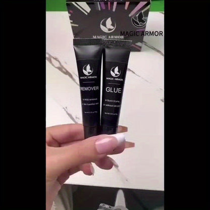 Super Strong Nail Glue & Remover Kit 10g - Long Lasting Adhesive for Acrylic Press-On False Nails - Precision Tip Applicator Clear Drying DIY Salon Nail Art for Women Girls Beginners