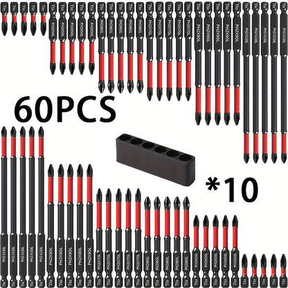 Magnetic PH2 Screwdriver Bit Set with 2-, 24- or 60-Piece Checkout Options and Mixed Lengths