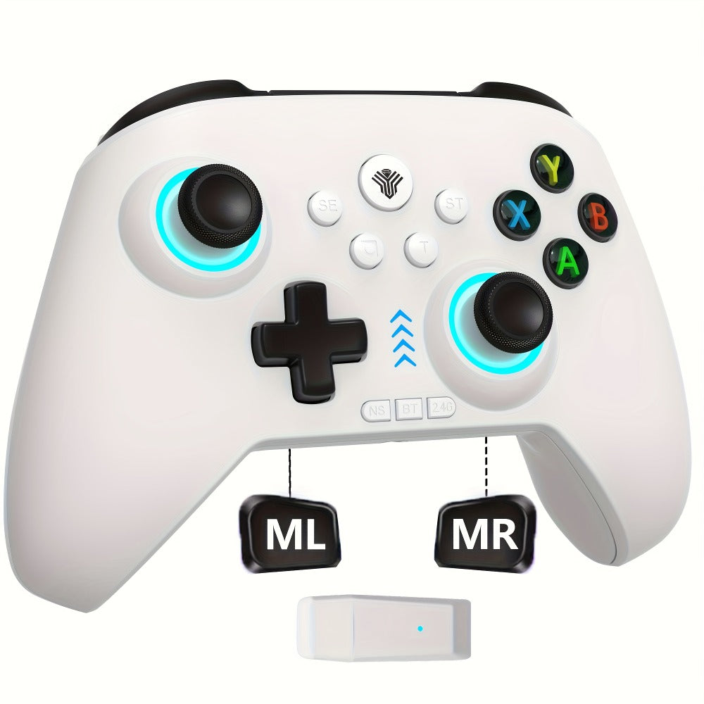 Three-Mode Wireless PC Controller with RGB Lighting, Hall Effect Joystick & Trigger, Programmable Buttons & Vibration for Windows PC, Android, Nintendo Switch & Steam – Not Compatible with Xbox