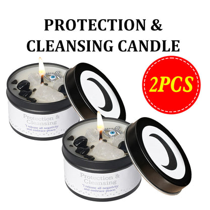 Crystal-Style Tin Candle with Eleven Intention Labels and One- or Two-Piece Checkout Options