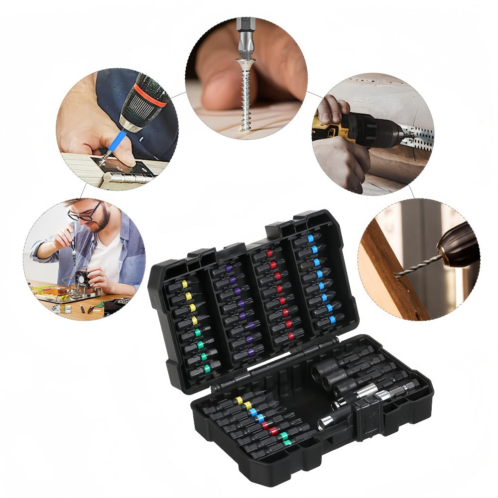 45-Piece Screwdriver Bit Set with Torx, Phillips, Slotted and Square Bits in a Storage Case