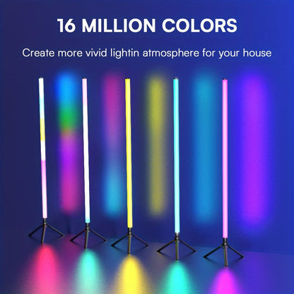 RGB Tube Floor Lamp 360° with Stand – App & 24-Key Remote Music Sync 16 Million Colors Dimmable Timer Mood Light for Bedroom Gaming Room DJ Studio Dance Club Party – 1/2 Pack