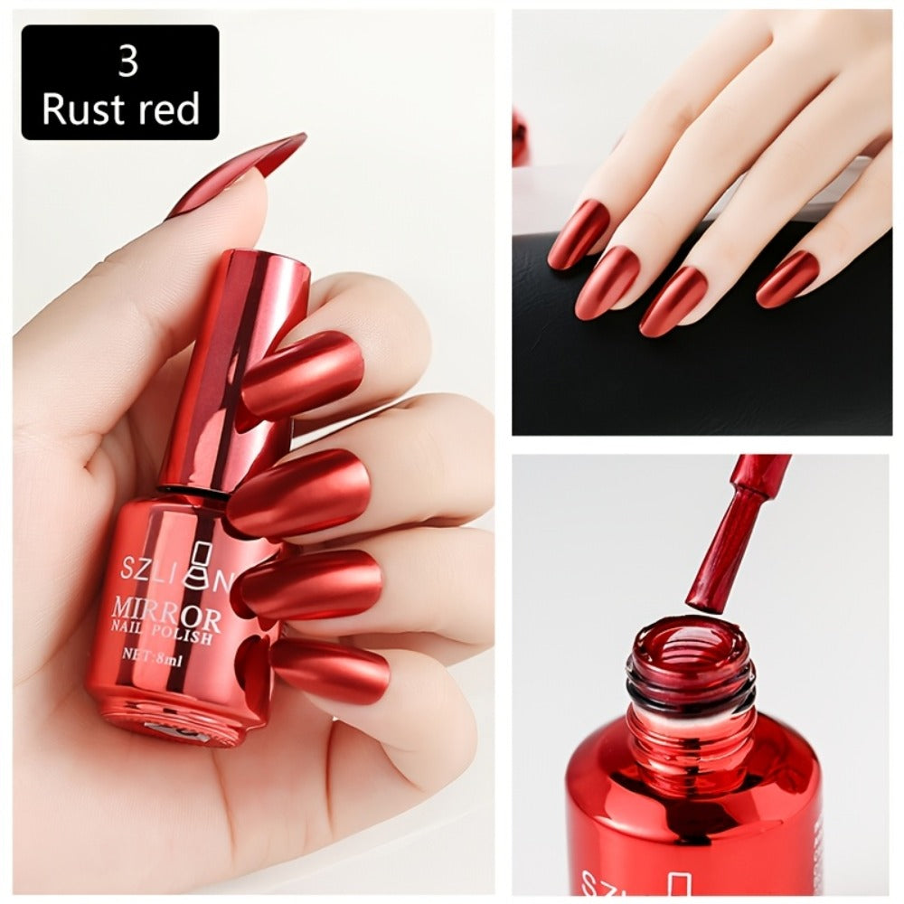 Gel Nail Polish Liner Set with 12 Mirror Chrome Colors and Built-In Thin Art Brushes for Detailed Nail Art