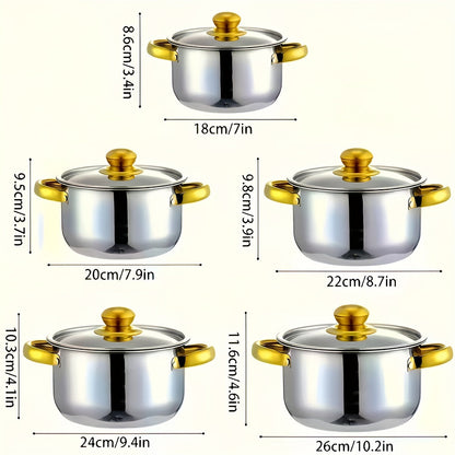 Non-Stick Cookware Set Pots and Pans 10 & 12 Piece – Heat-Resistant Frying Pan, Saucepan & Stewpot | Honeycomb Coating Stainless Steel Kitchen Cooking Set for All Stoves | Stylish Durable Multifunctional