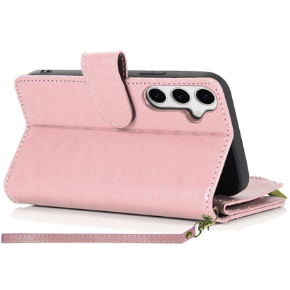Phone Case Faux Leather Folio Wallet with Card Slots, ID Window and Zipper Pocket for Samsung Galaxy S25 FE