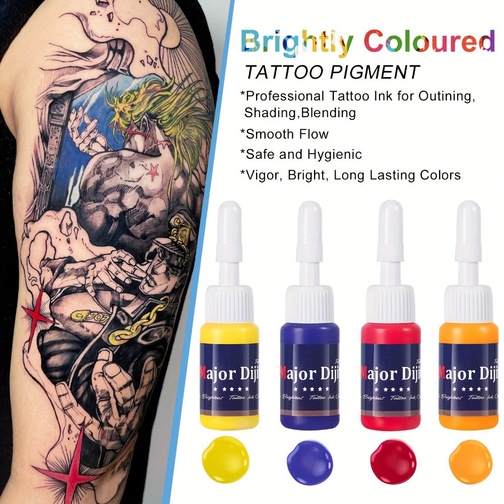 54 Color Tattoo Ink Set Professional - Complete Permanent Tattoo Ink Kit Full Spectrum Vibrant Pigments, Long-Lasting Fade-Resistant Formula, for Rotary Coil & Pen Tattoo Machine, Artists & Beginners