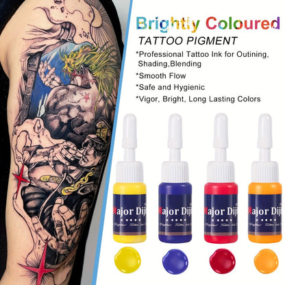 54 Color Tattoo Ink Set Professional - Complete Permanent Tattoo Ink Kit Full Spectrum Vibrant Pigments, Long-Lasting Fade-Resistant Formula, for Rotary Coil & Pen Tattoo Machine, Artists & Beginners