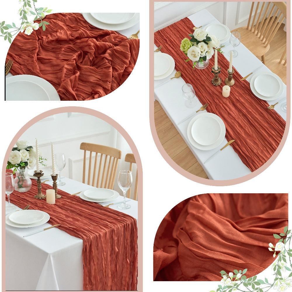 Cheesecloth Table Runner 10 Pack, 10ft Boho Wedding Table Runner for Reception, Rustic Bridal Shower, Party & Home Decor – Dusty Pink, Sage, Lavender