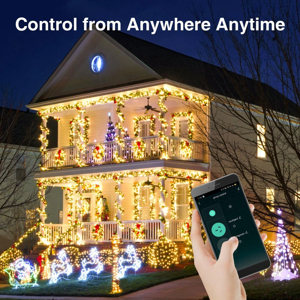 Outdoor Indoor Smart WiFi Plug GHome WP7, Voice & App Control, Works with Alexa & Google Home, Timer Schedule, No Hub Required, 2.4GHz, Black – Garden Garage Yard Patio Smart Outlet