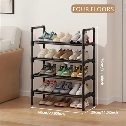 Black Multi-Tier Shoe Rack in 3 to 8-Tier Options, 23.62 Inch Wide for Entryways and Closets